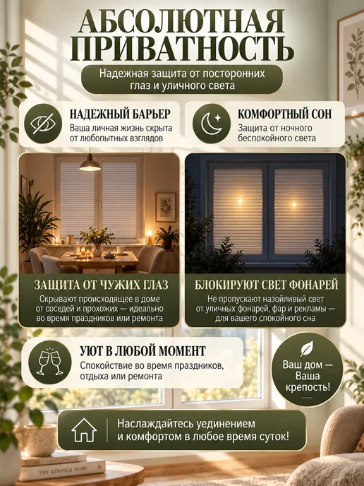Vilakehome Жалюзи плиссе тканевые на липкой ленте 100 см, 2 шт, 2 шт, фото 4
