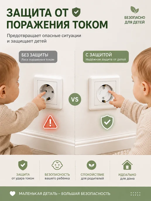 Нет бренда Защита для розеток от детей 10 шт встроенные, 10 шт, фото 2