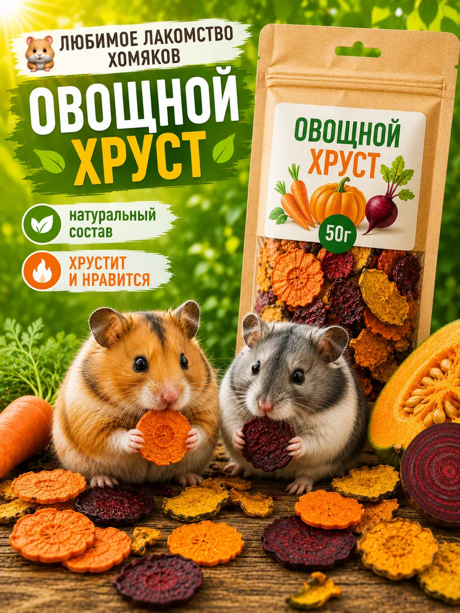 Лакомство для хомяков овощной хруст 50 гр