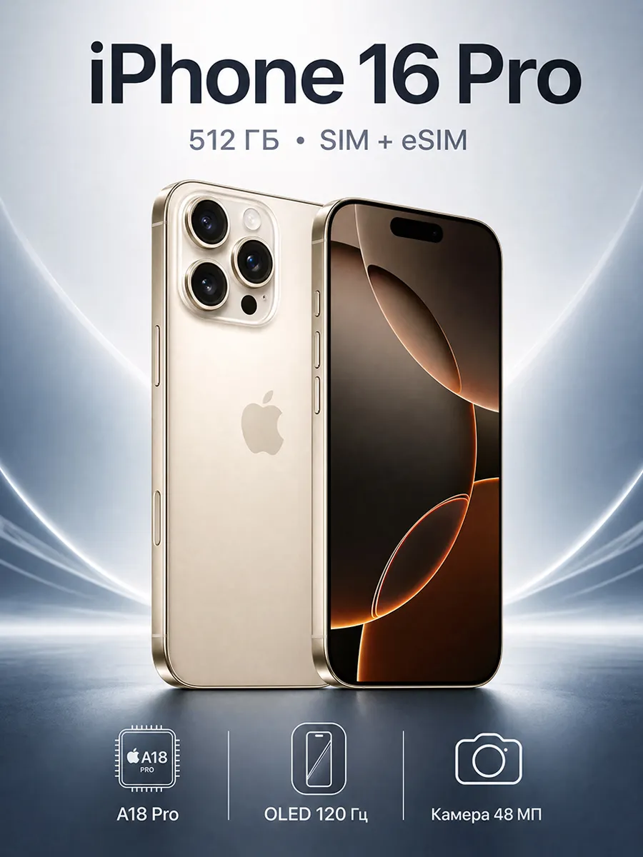 Смартфон iPhone 16 Pro 512 ГБ SIM+eSIM