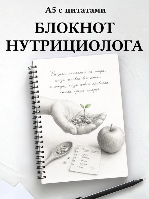 Блокнот нутрициолога с мотивирующими цитатами