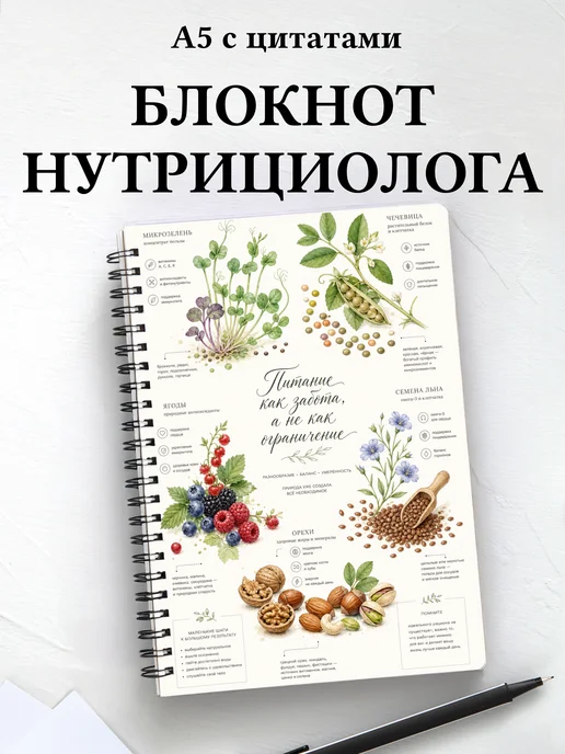 Блокнот нутрициолога с мотивирующими цитатами