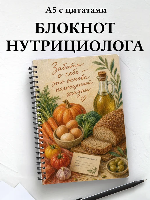 Блокнот нутрициолога с мотивирующими цитатами
