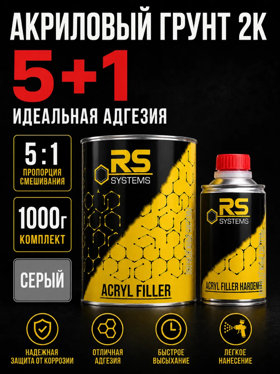 Комплект грунта акрилового заполняющего "5+1" серого 1кг