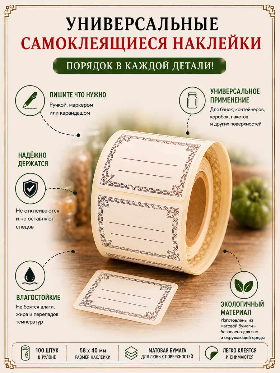 Наклейки для маркировки и подписи в рулоне 100 шт
