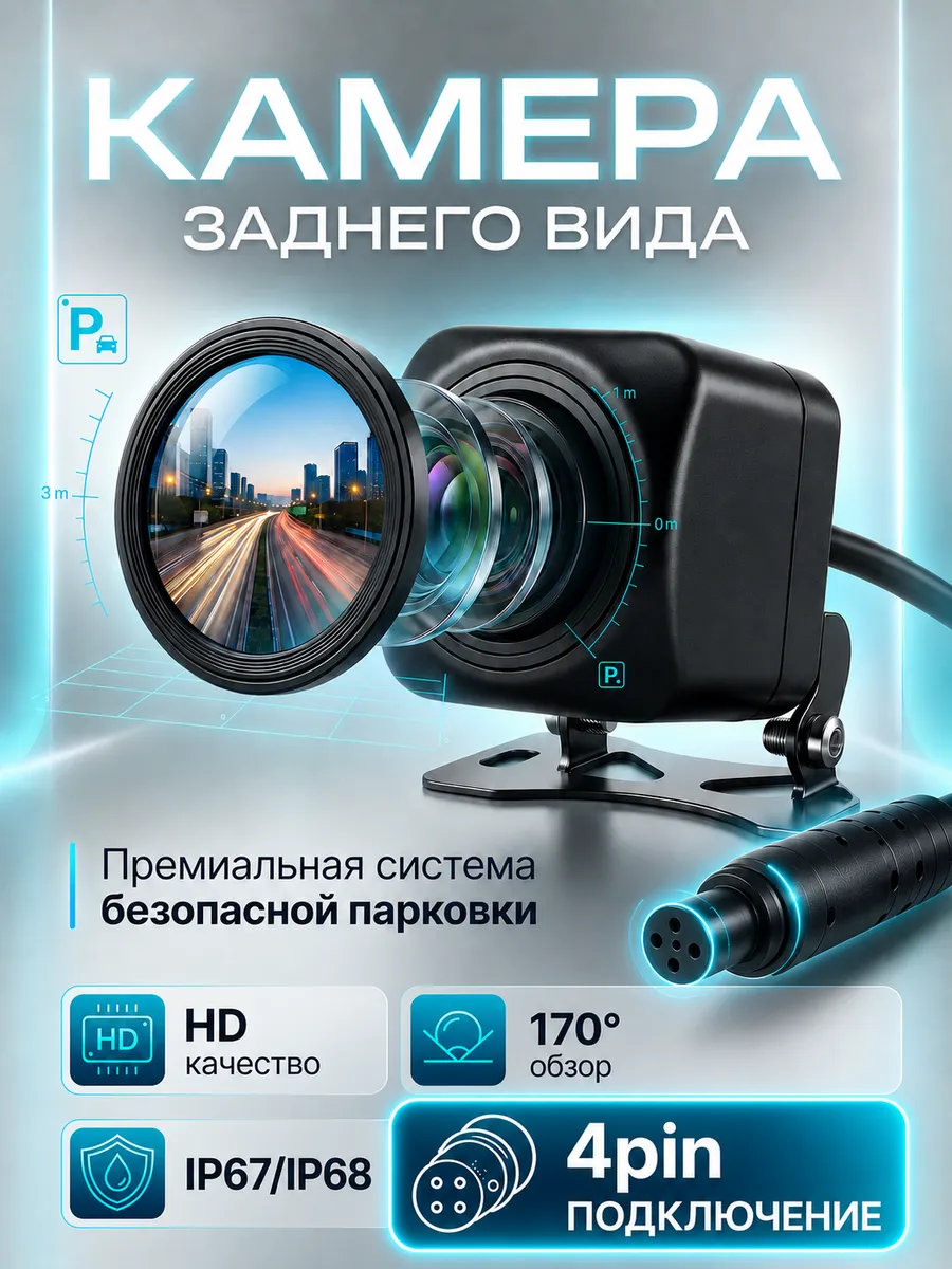Камера заднего вида AHD 4pin