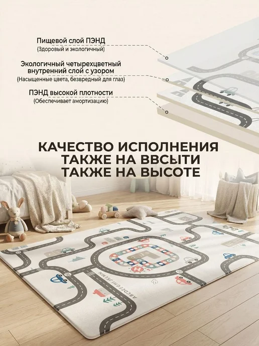Складной развивающий игровой коврик 180x120 см, 180x120 см, фото 2
