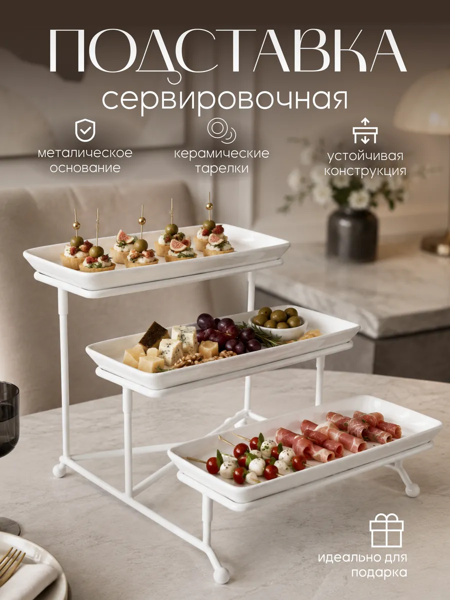 Подставка для фуршета сервировочная трехъярусная