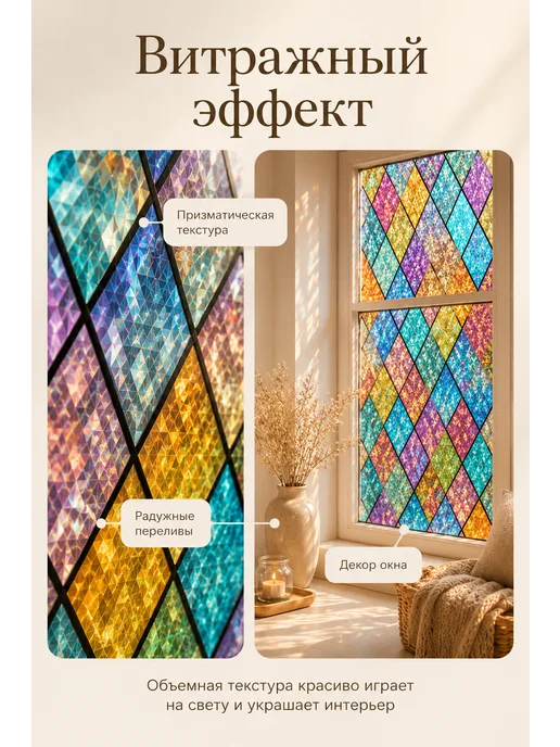Пленка на окно статическая Зеленые листья 40×100 см, витражная самоклеящаяся цветная 40, фото 4