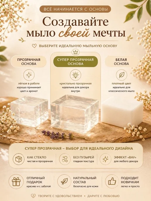 МЫЛАШ Мыльная основа прозрачная, 1 кг, 1 кг, фото 3