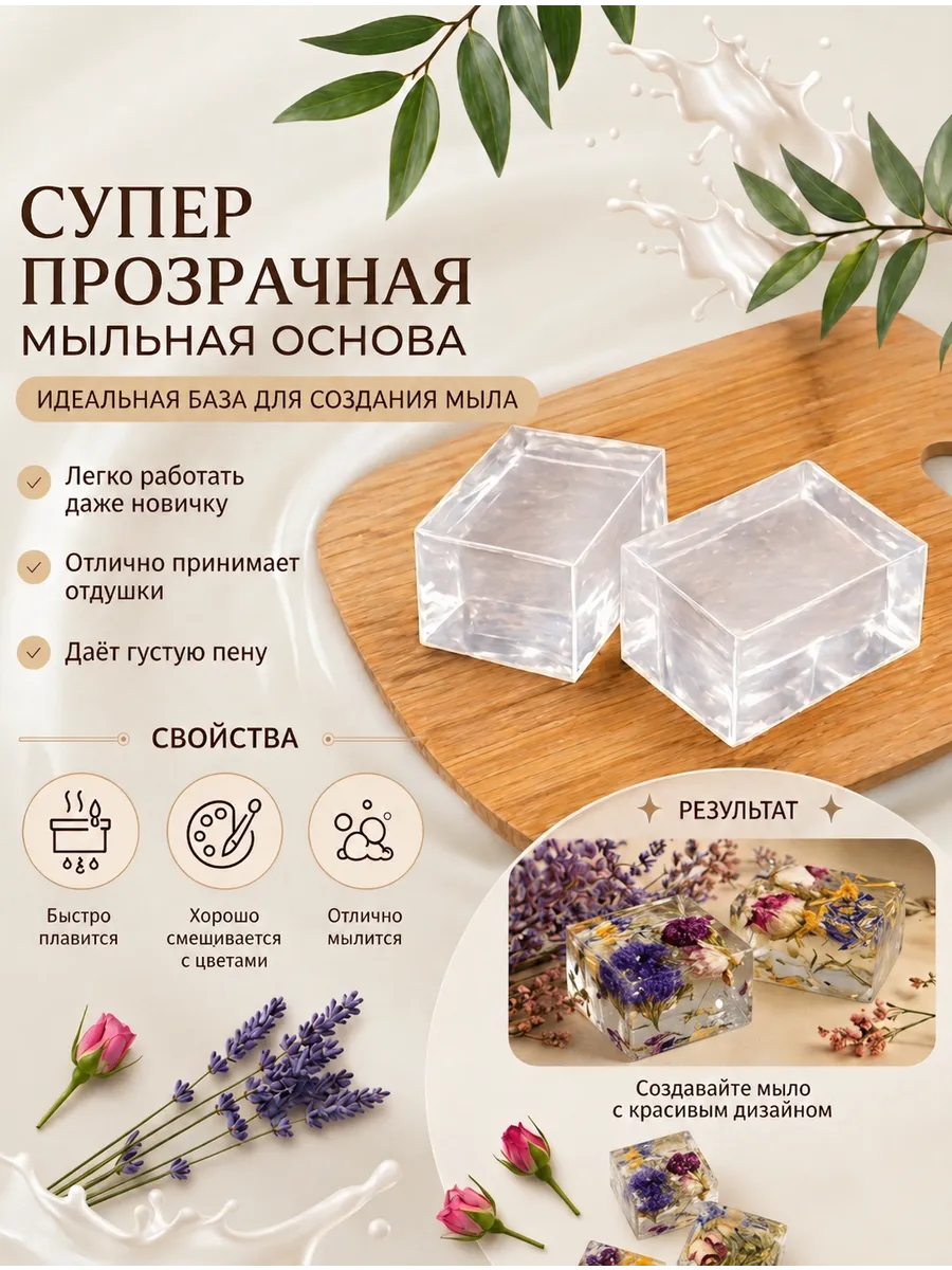 Мыльная основа супер прозрачная, 1 кг