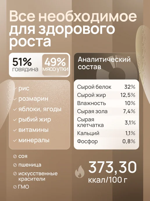 Сухой корм Eco Native для собак, мелкие, говядина, мясо, утка, 0,85 кг, фото 2