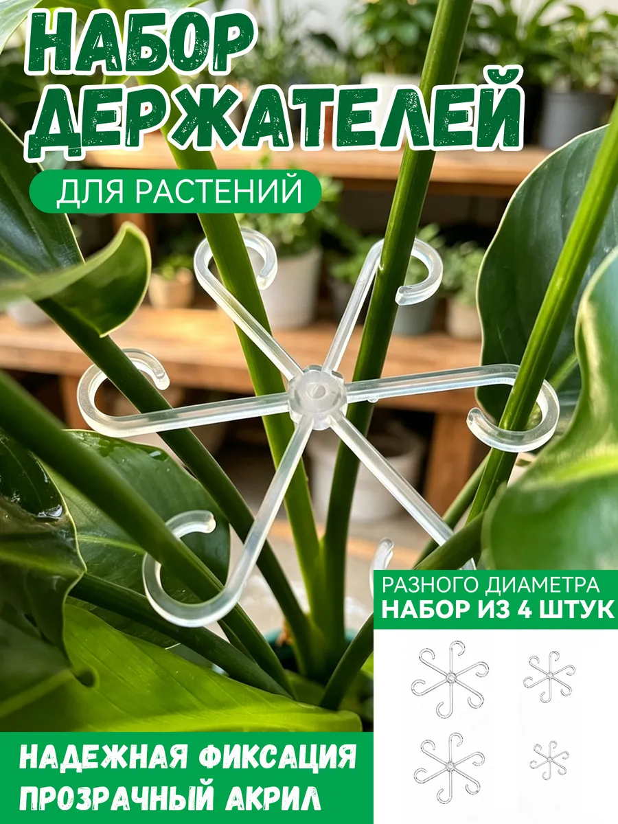 Прозрачные держатели для растений, набор 4 шт.