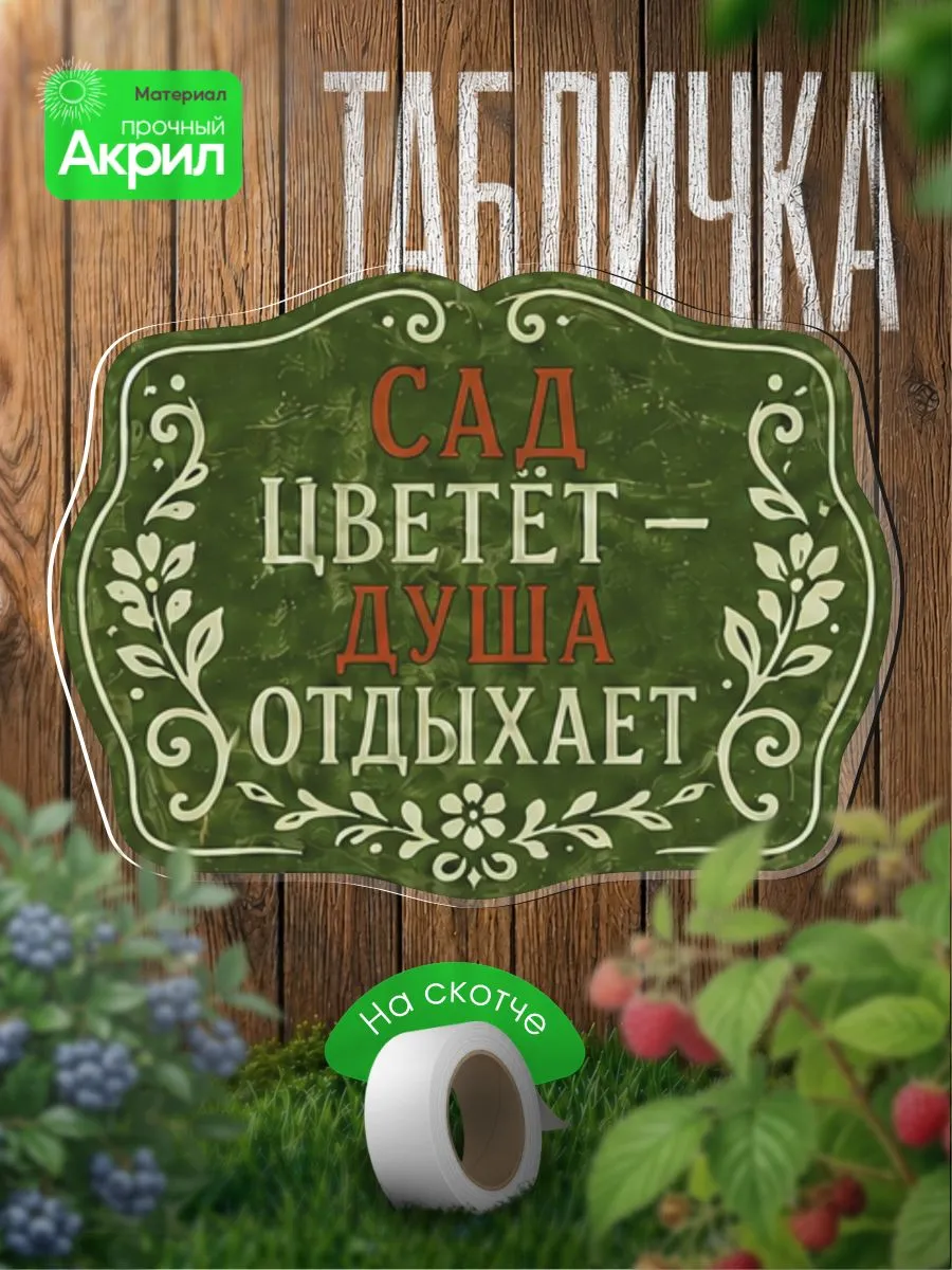 Табличка декор Сад цветет - душа отдыхает