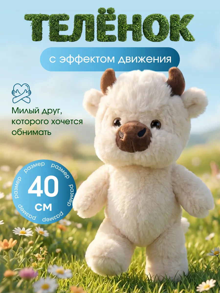 Мягкая игрушка бегущий Теленок