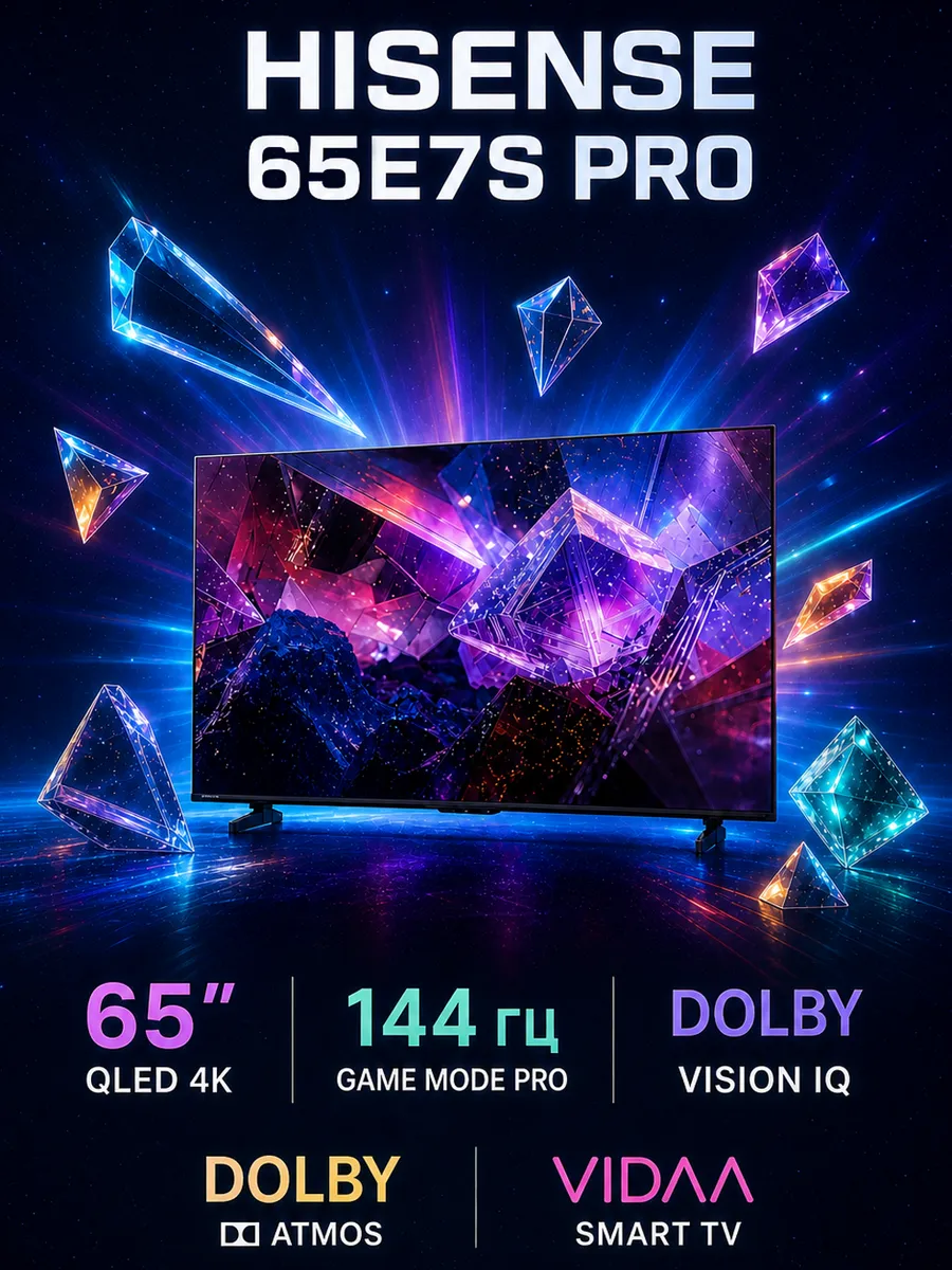 Телевизор 65" 65E7S Pro, серый HISENSE 1083887167 купить в интернет‑магазине Wildberries
