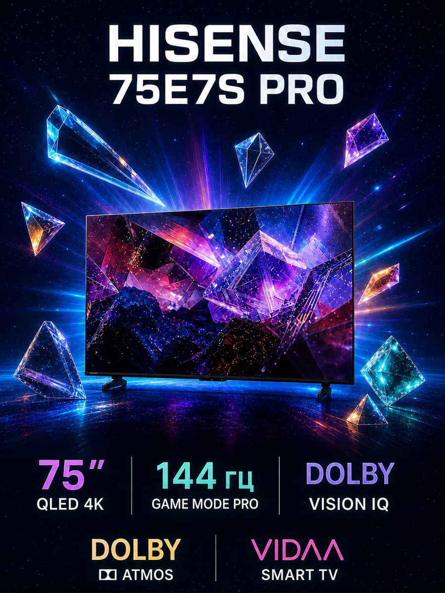 HISENSE Телевизор 75" 75E7S Pro, серый