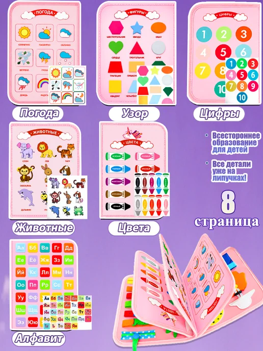 Бизиборд мягкий развивающая игрушка книжка для малышей, вариант, фото 2
