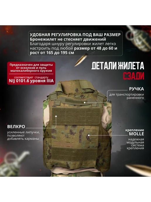 ТАКТИКА24 Чехол для бронежилета Мох без плит и без баллистики, зеленый, фото 2