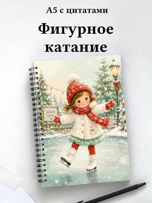 Блокнот фигуристки и фигуриста с мотивирующими цитатами