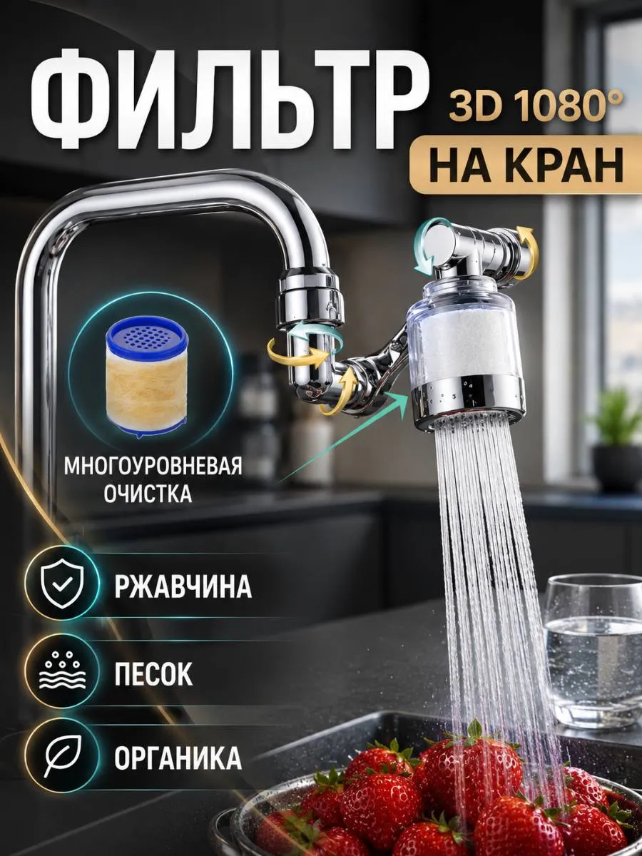 Фильтр насадка на смеситель на кухню удлинитель гибкий