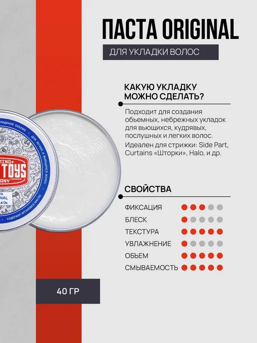 Паста Original средней фиксации с низким уровнем блеска 40 г, 40 г, фото 3