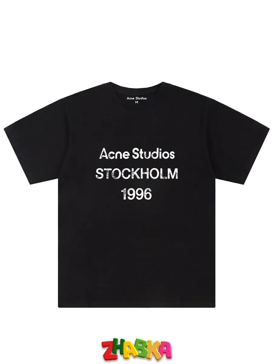 Футболка хлопковая оверсайз acne studios с принтом 1087329555 купить за ...