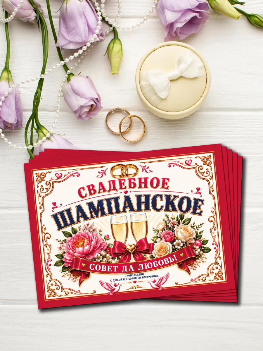 Свадебные наклейки для бутылок. Набор Свадебное Шампанское