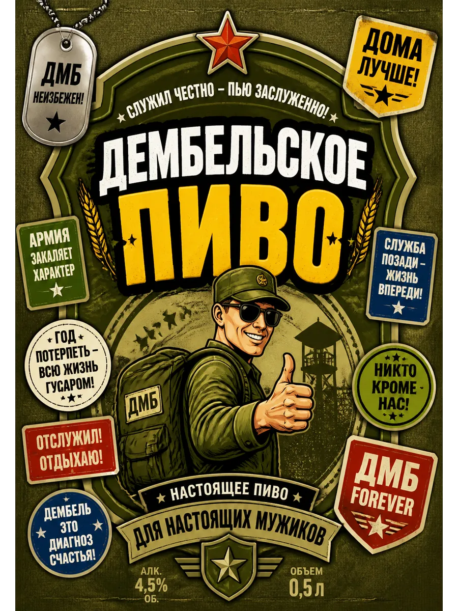 Дембельские самоклеящиеся этикетки на пиво