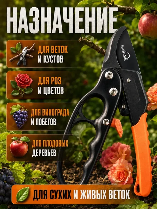 бан3 Садовые ножницы секатор с храповым механизмом, вариант, фото 2