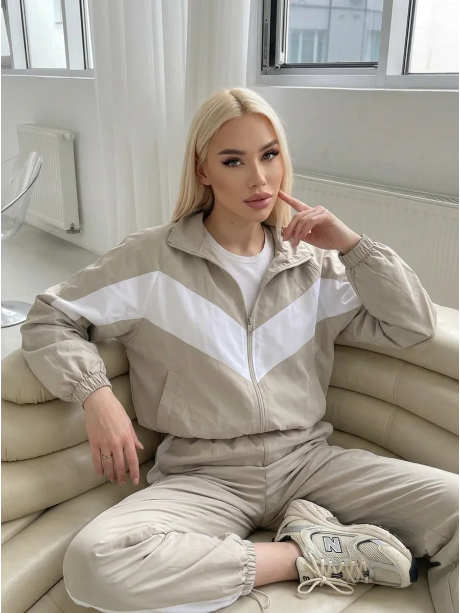 Спортивный костюм в стиле 90х плащевка оверсайз
