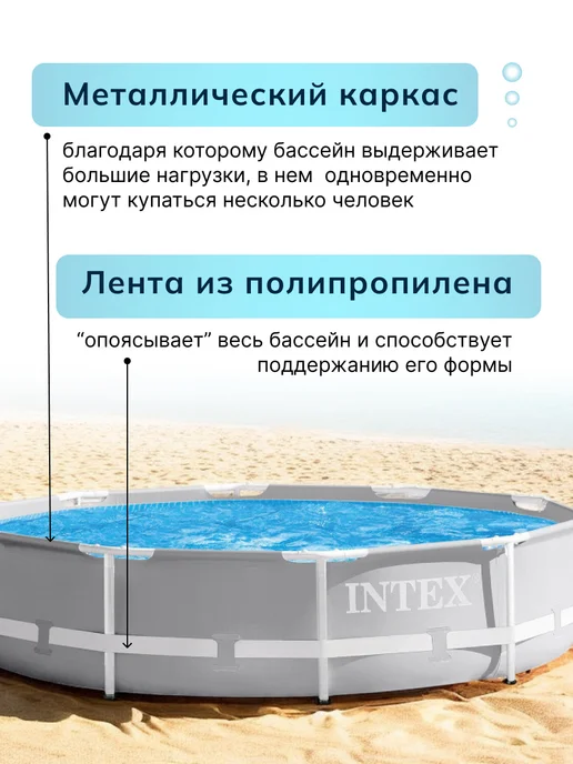 ИНТЕХ Бассейн каркасный 305*76см, голубой, фото 5