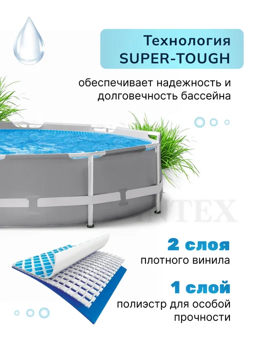 ИНТЕХ Бассейн каркасный 305*76см, голубой, фото 6