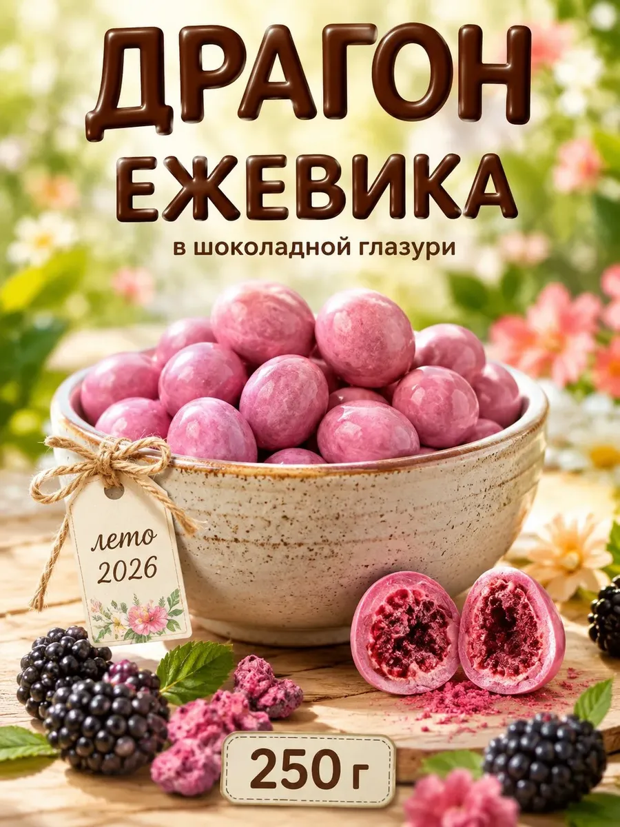 Драгон ежевика сублимированная в шоколадной глазури 250 г