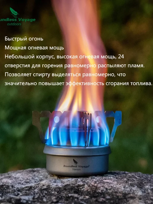 Туристическая горелка из титана, сверхлегкая мини спиртовка, титан, фото 4