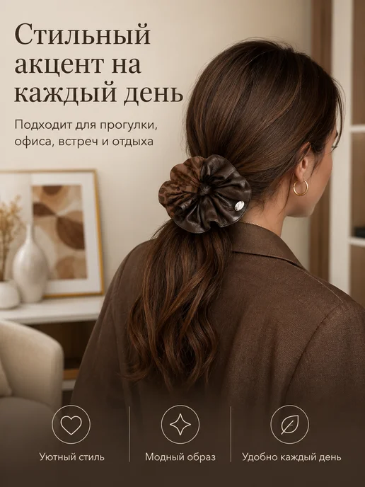 AUVIREC Объёмная резинка для волос розовая, коричневый, фото 5