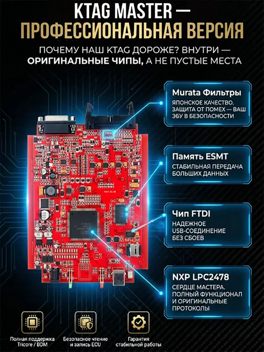 Felardel KTAG Программатор ктаг V2.25 ЭБУ Чип-тюнинг Красная плат, красный, фото 3