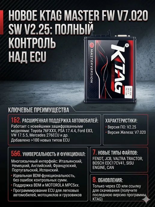 Felardel KTAG Программатор ктаг V2.25 ЭБУ Чип-тюнинг Красная плат, красный, фото 8