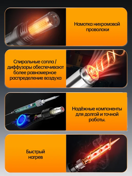 HODEKT Паяльная станция 2 в 1 с феном и паяльником 8898, вариант, фото 5