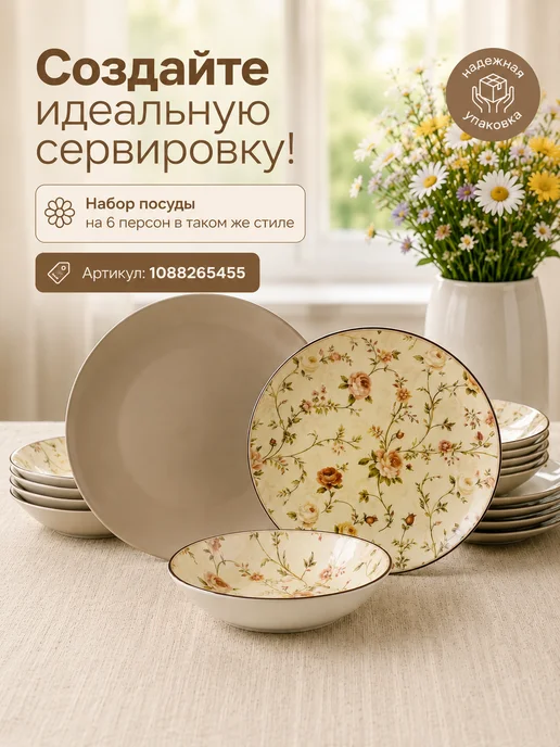 Good Sale Блюдо сервировочное круглое 26.5 см "Розы", бежевый, фото 5