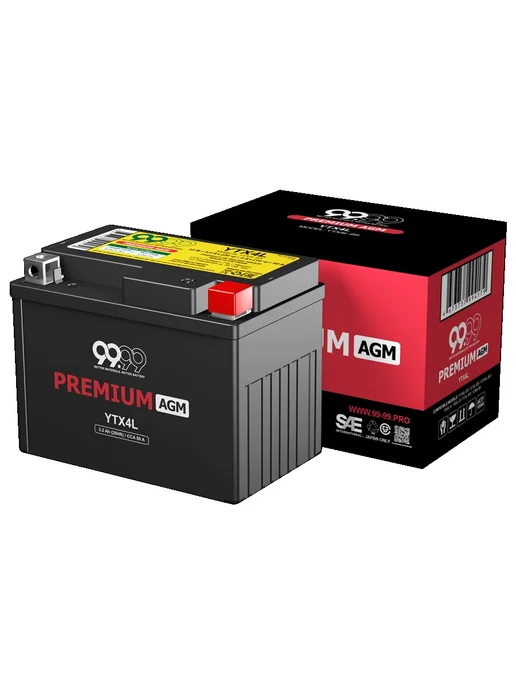 9999 Аккумулятор для мотоцикла YTX4L-BS 12V 4Ah 12В 4Ач CT1204, вариант, фото 2