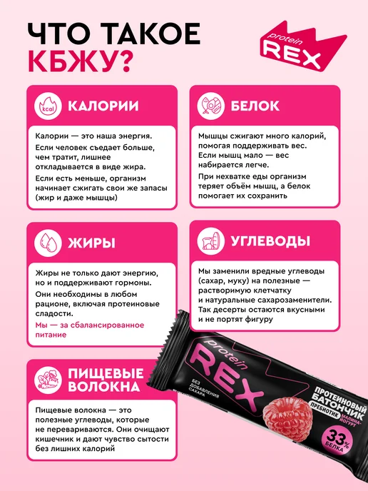 Proteinrex Протеиновые батончики без сахара, малина-йогурт, 12 шт, 12 шт, фото 4