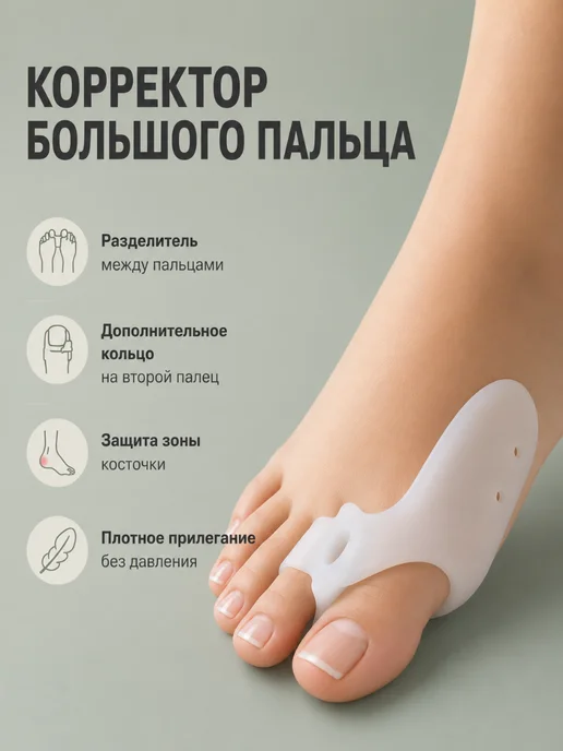 Бандаж для косточки на ноге с разделителем пальцев, 2 шт, фото 3