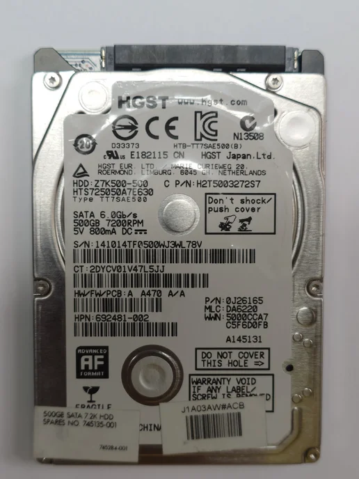 HGST 500GB Внутренний жесткий диск (HTS725050A7E630), 500 ГБ, фото 2