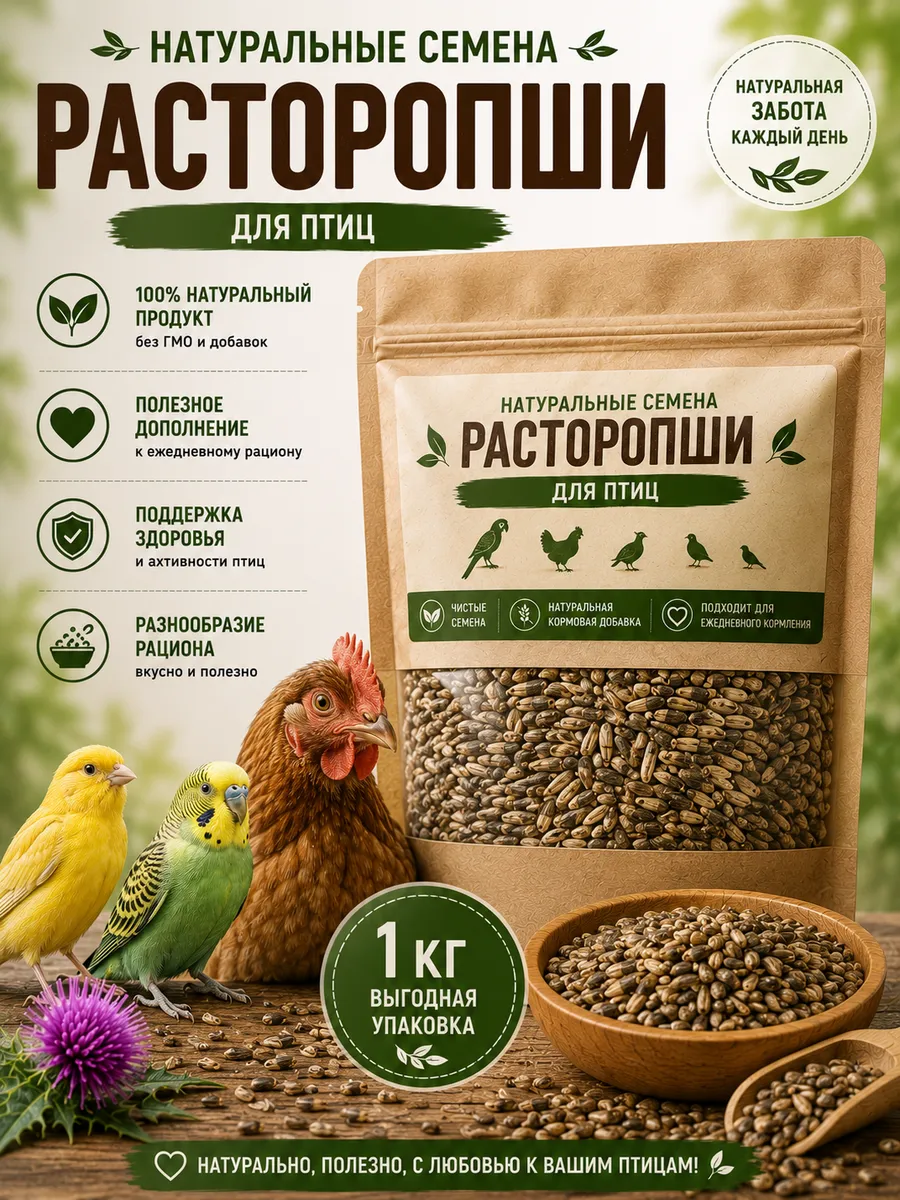 Семена расторопши для птиц 1 кг добавка для попугаев
