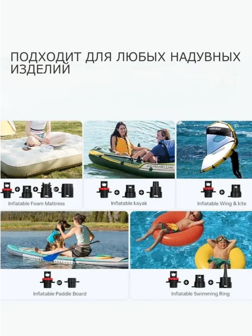 Salwani Насос для лодок ПВХ и сапборда электрический аккумуляторный, желтый, фото 5