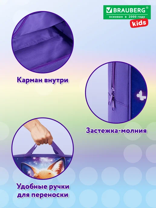 Brauberg Папка сумка для тетрадей, труда, рисования и изо А4 в школу, белый, фото 3