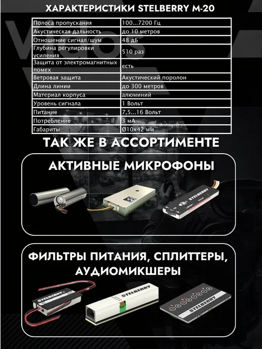 STELBERRY M-20 Микрофон активный, серый, фото 4