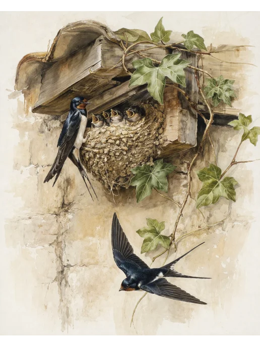 000 Art Hobby Home Картина по номерам 40х50 Ласточкино гнездо, 40x50