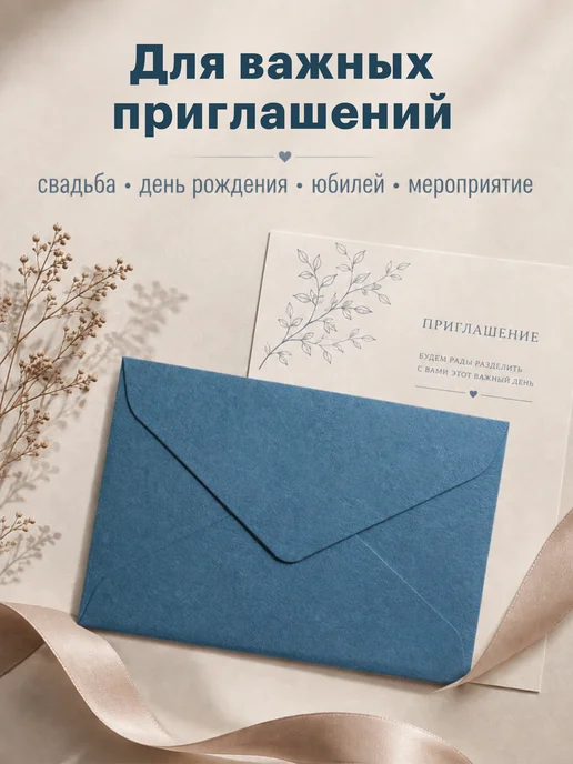 MASJOY Конверты C6 дизайнерские синие 114х162 мм, 10шт, 114x162 мм, 10 шт, фото 3